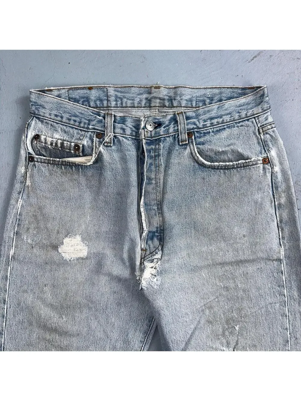 Levis 501 Vintage 80s USA XX Straight Leg Jeans Blue Light Wash 34x36 Act 31x34